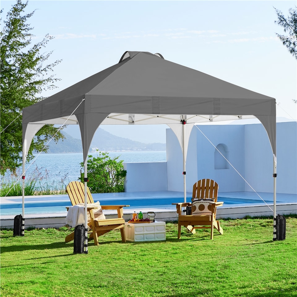 image 1 of Yaheetech 3m Pop-up Canopy with with Roller Bag-Dark Grey | Grey | Dark Grey | 300 cm L × 300 cm W × 267-287 cm H | 1