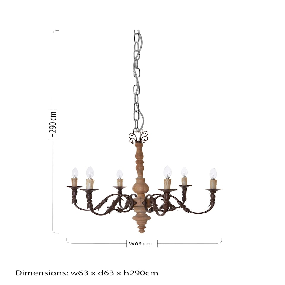 image 1 of Interiors by Premier 6 Arm Chandelier Brown