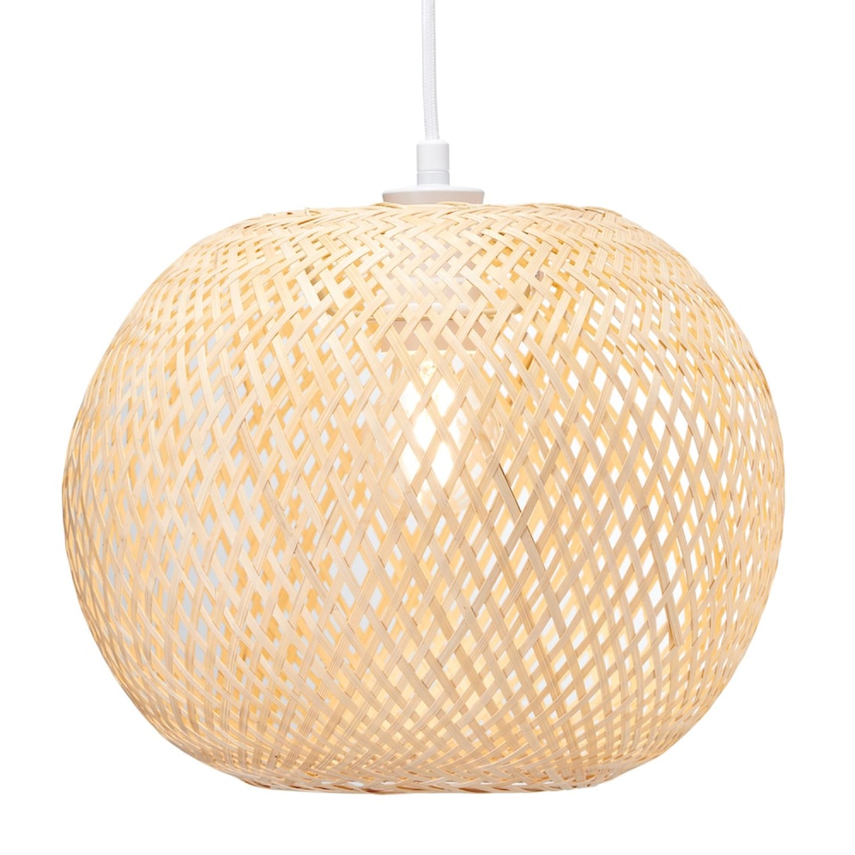 image 1 of Modern Spherical Cage Design Bamboo Strapping Pendant Lamp Shade | Brown | Brown | 1
