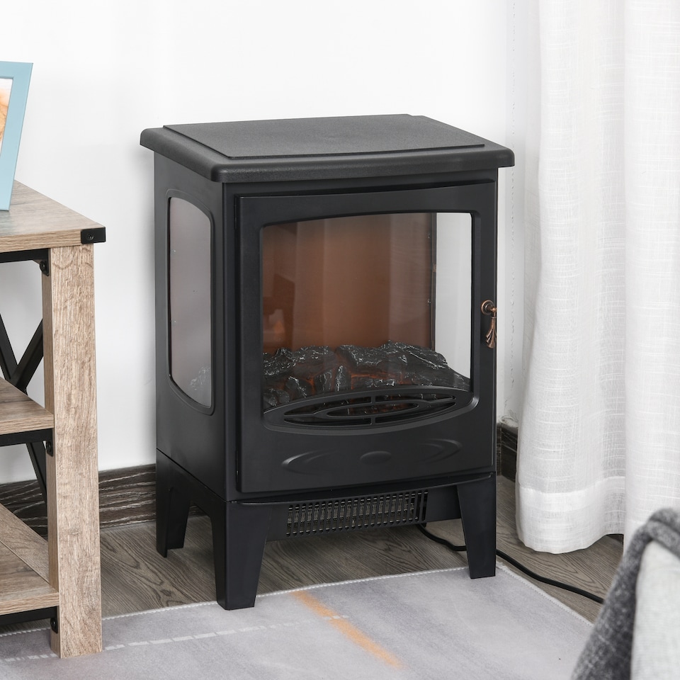 image 1 of HOMCOM 900W/1800W Freestanding Electric Fireplace w/ Adjustable Artificial Flame