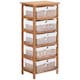 image 1 of HOMCOM 5 Drawer Dresser Wicker Basket Storage Shelf Unit Wooden Frame Home Organisation Cabinet Bedroom Office Furniture Natural Finish