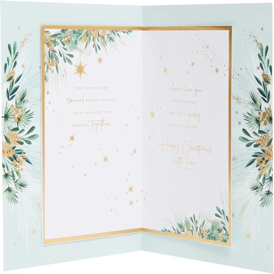 image 1 of Festive Gold Design Wife Christmas Card