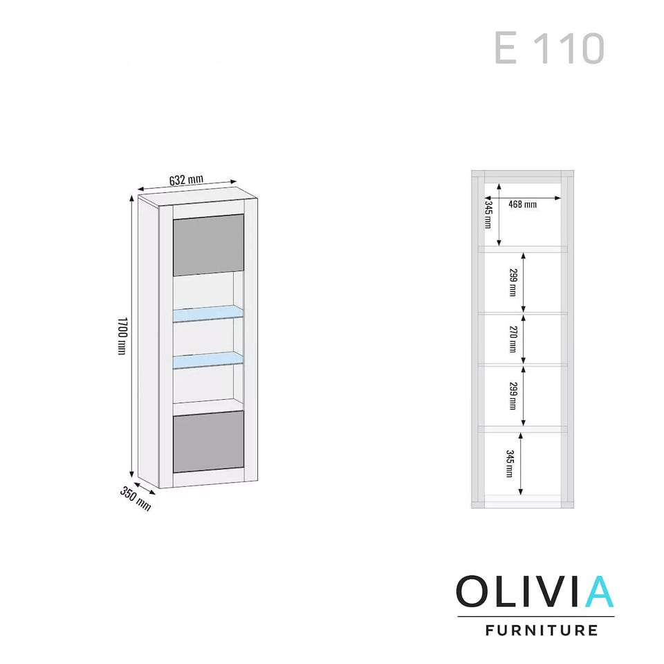 image 1 of Display Cabinet Bookcase Sideboard Storage Cabinet Cupboard Grey High Gloss LED 170cm