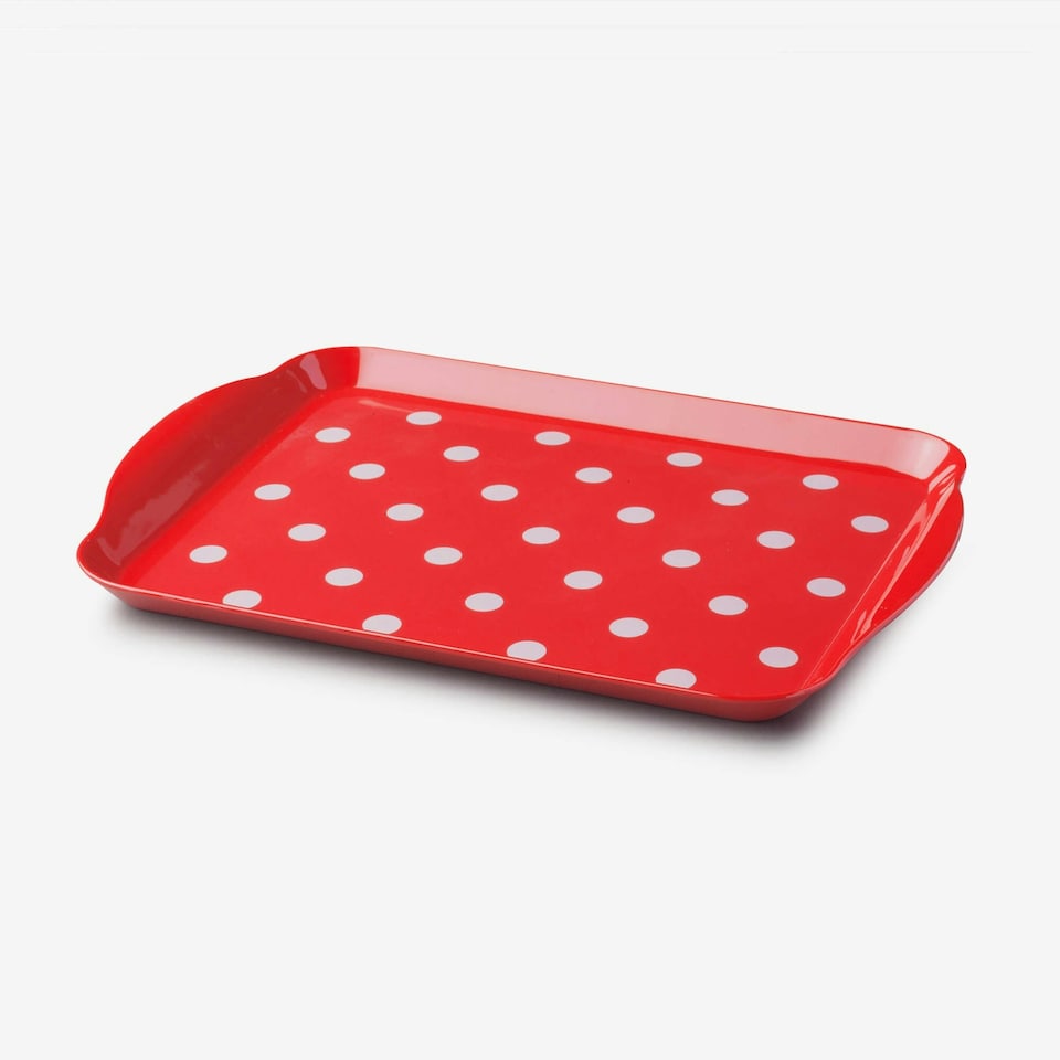 image 1 of Melamine Dotty Tray, Small Red