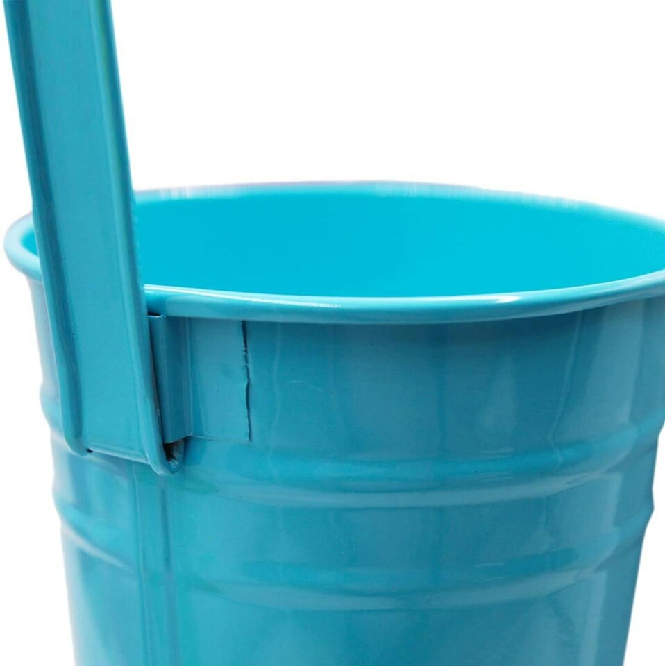 image 1 of Large Metal Flower Pot Vase Bucket Hanging Garden Planter without Drainage Hole, Balcony Home Decor, Detachable Hook NO HOLE | Multi