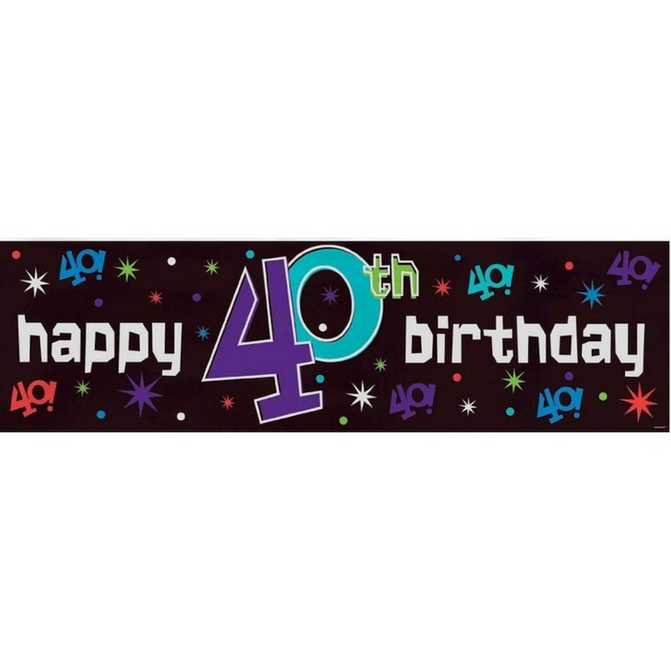 Amscan The Party Continues Metallic 40th Banner - Black/Purple/Blue - One Size
