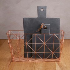 Stylish Copper Finish Cross Design Wire Basket, Functional Wireframe Basket For Kitchen, High Quality Basket | Gold