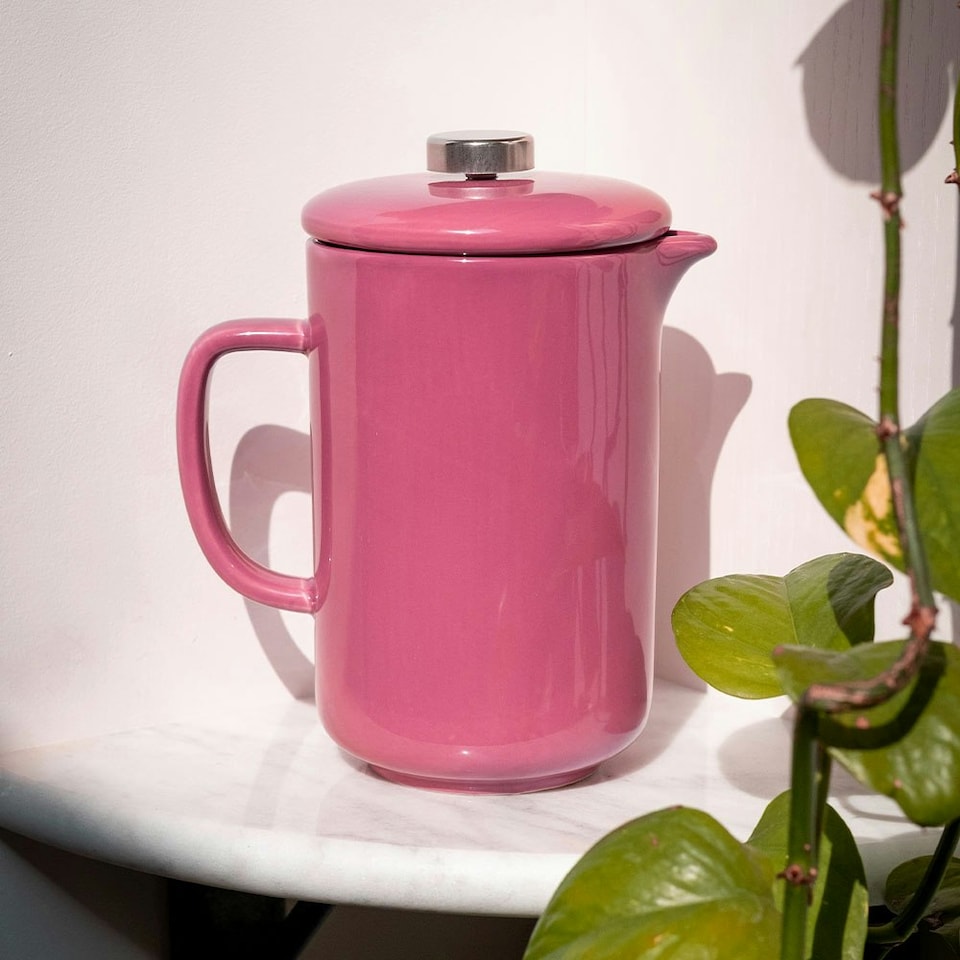 image 1 of Upper Street Six Cup Pink Ceramic French Press Cafetière