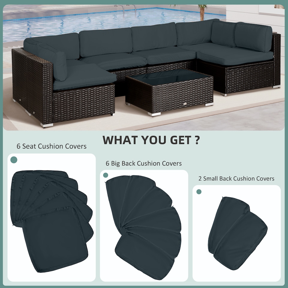 image 1 of Outsunny Garden Rattan Sofa Set Polyester Cover Replacement No Cushion | Grey | Grey | 4