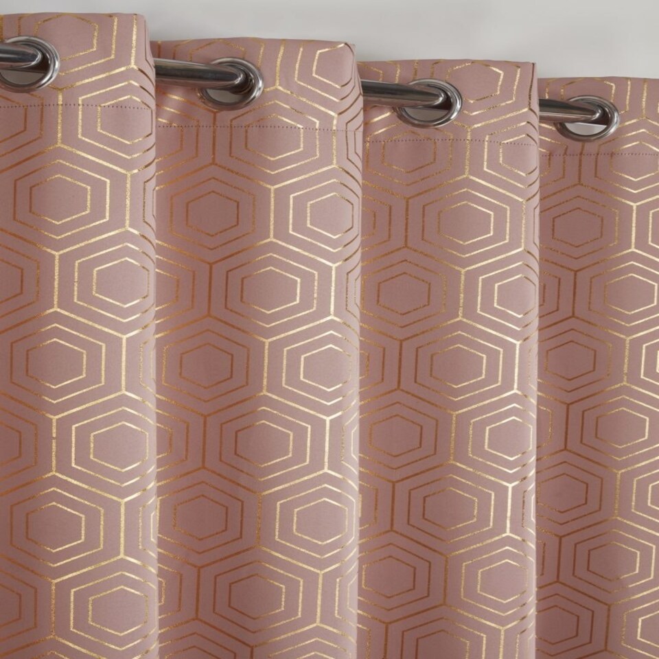 image 1 of Element Geo Thermal Blackout Eyelet Curtains 116cm x 183cm Blush Pink