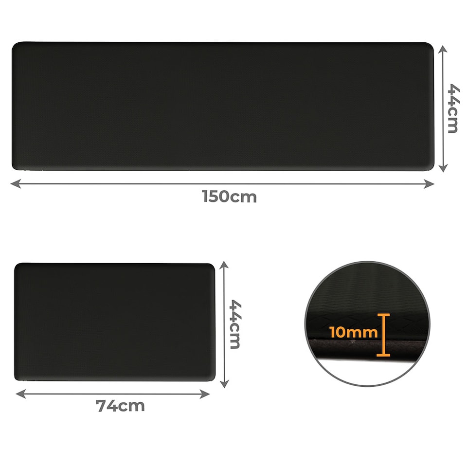 image 1 of Marlow 2PC Kitchen Mat Black Non-Slip Woven Rubber Absorbent Floor Mat | Black | Black | One Size