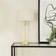image 2 of ValueLights Maggie Gold Metal Candlestick Slim Table Lamp with Cream Boucle Drum Lamp Shade