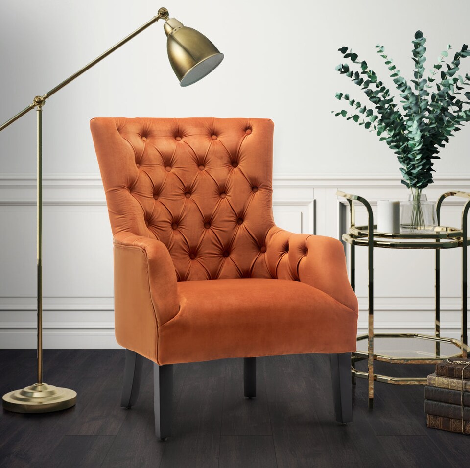 image 1 of Velvet Orange Gabriella Accent Chair