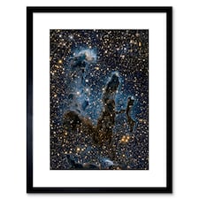 Hubble Pillars Of Creation Near Infrared Eagle Nebula 9x7" Black Framed Wall Art Print
