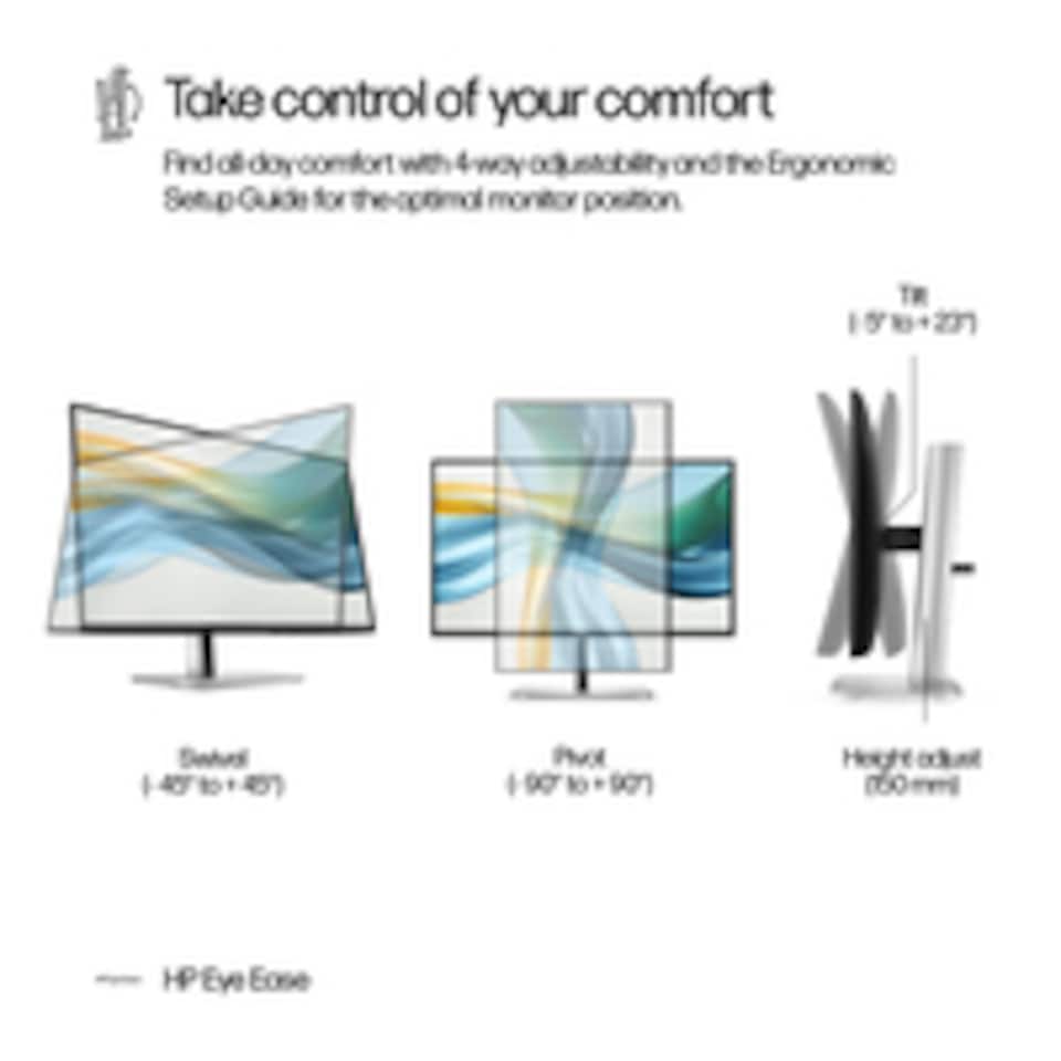 image 1 of HP Series 5 Pro 23.8 inch FHD USB-C Monitor - 524pu, 60.5 cm (23.8"), 1920 x 1080 pixels, Full HD, LCD, 5 ms, Black, Silver | Black | Black, Silver | 52.7 cm