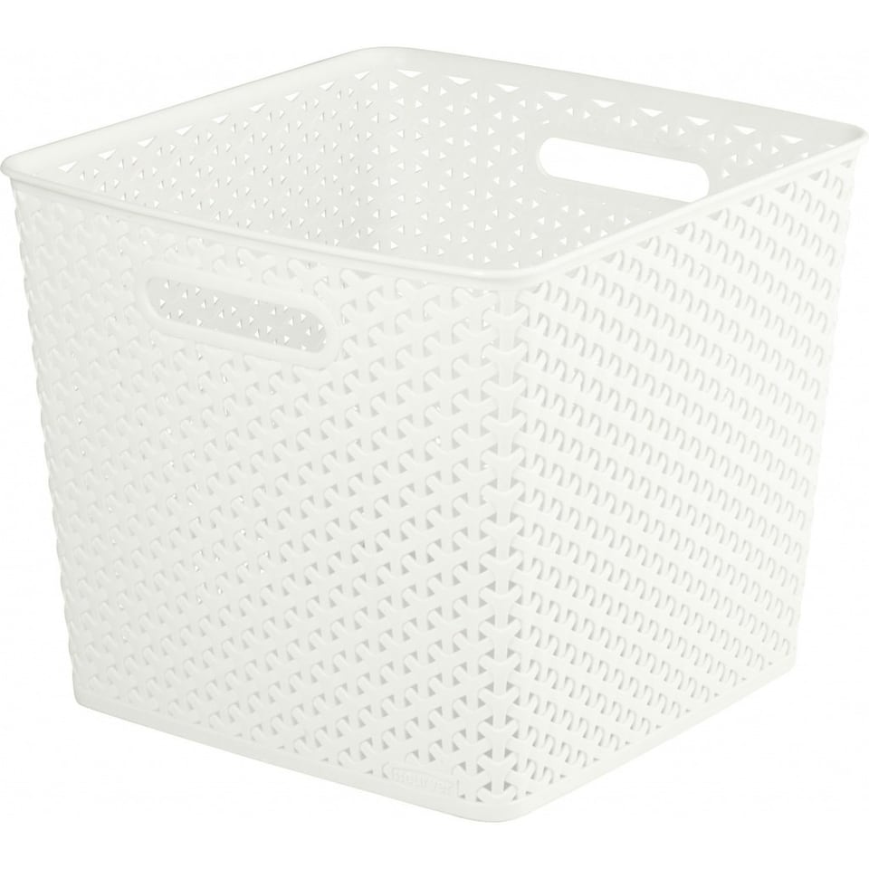 Curver Nestable Rattan Effect Basket - White - 4L