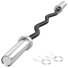 SPORTNOW 120cm EZ Curl Bar, Olympic Barbell Bar for 5cm Weight Plates