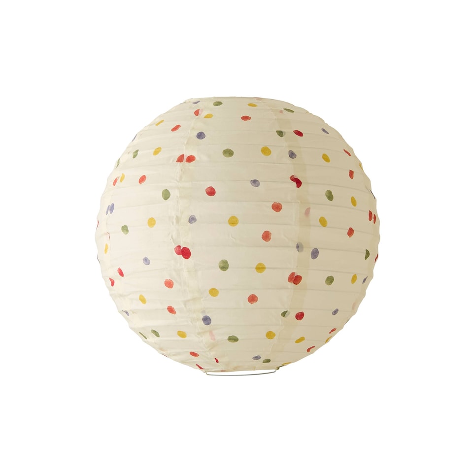 image 1 of ValueLights Annie Polka Dot Natural Fabric Globe Ball Ceiling Lamp Shade