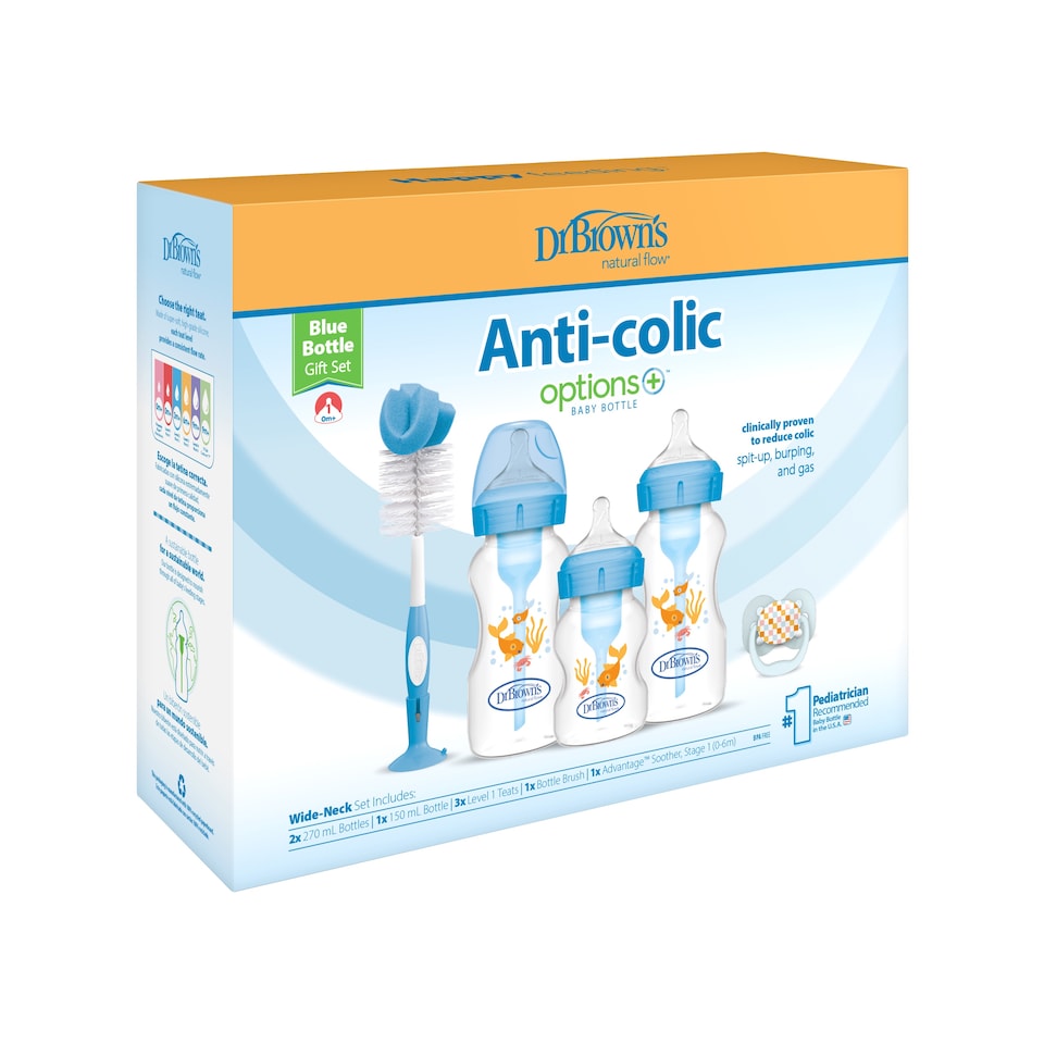image 1 of Dr Brown's Options Plus Anti-Colic Bottle Gift Set Blue