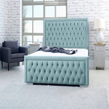 Piera Plush Small Double Bed Frame - Duck Egg