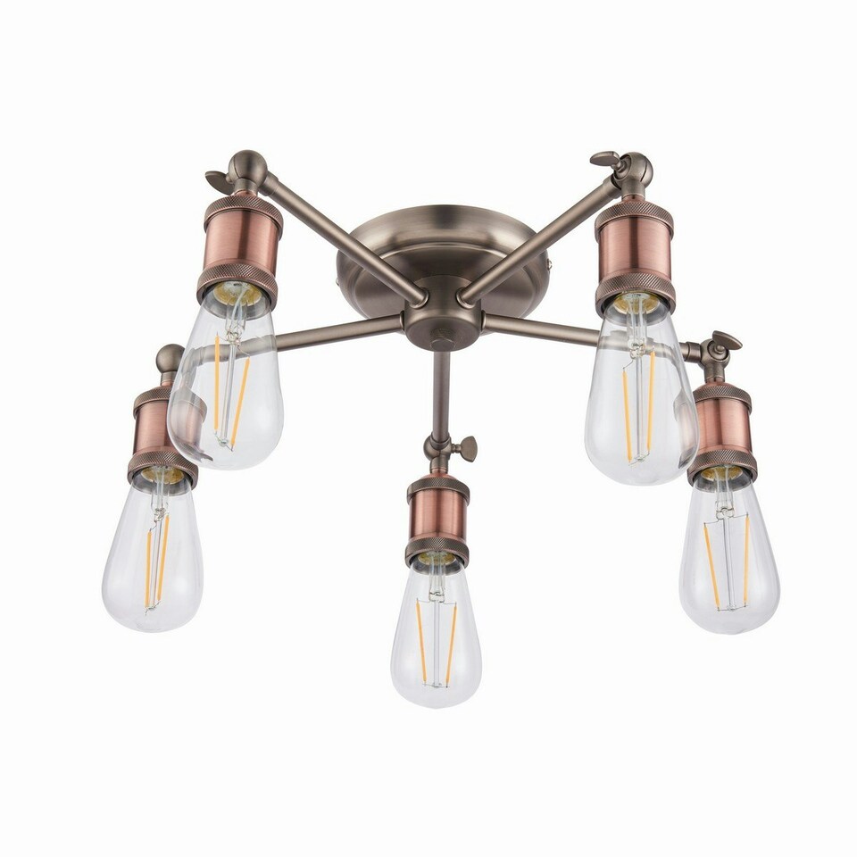 image 1 of Hal 5 Light Semi flush Aged Pewter, Aged Copper Plate, E27