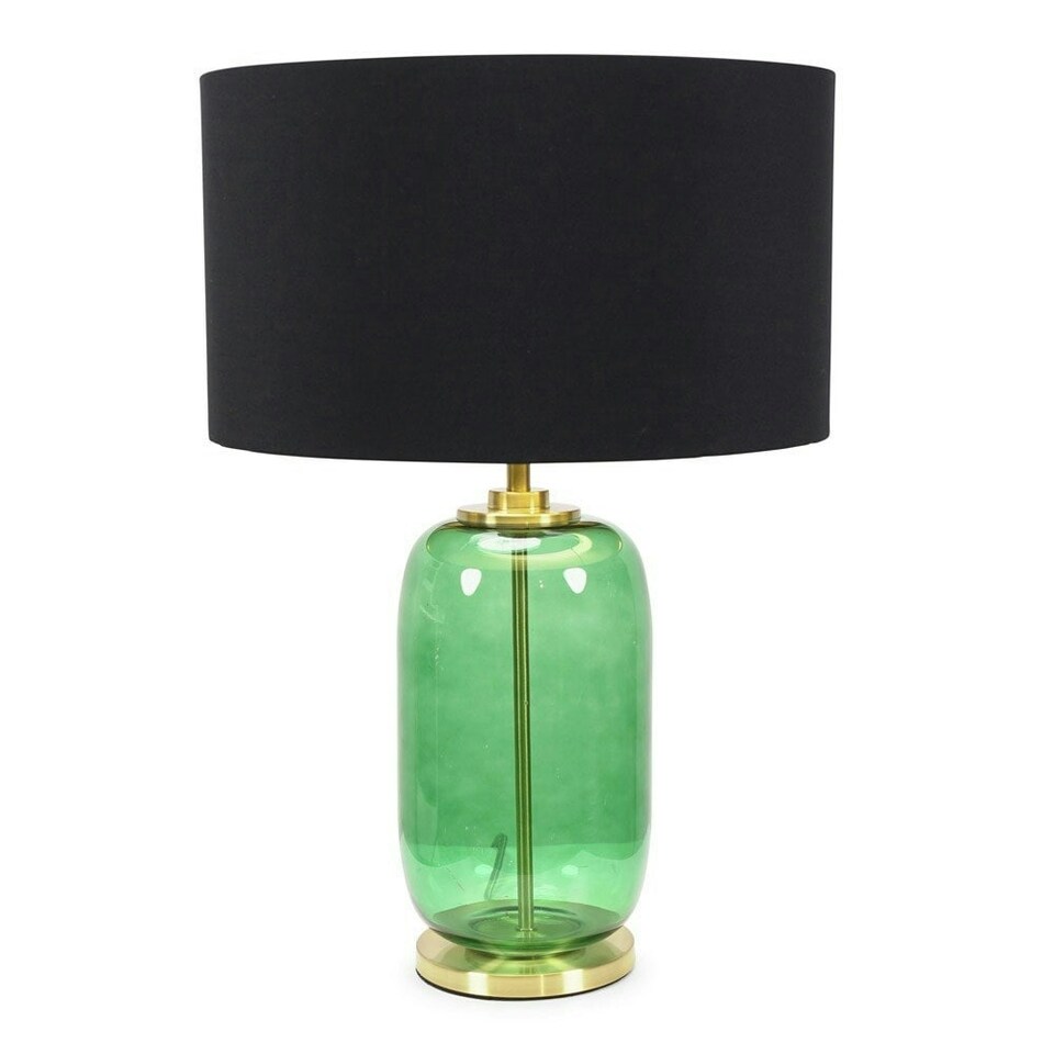 image 1 of ValueLights Leigh Forest Green and Gold Table Lamp Black Gold Shade | Black