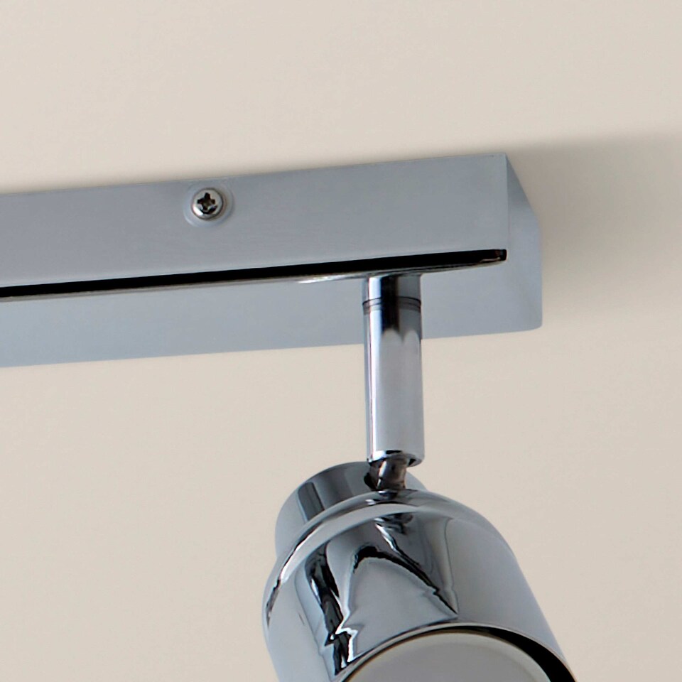 image 1 of ValueLights Benton Chrome IP44 Spotlight Bar Ceiling Light & Warm White Bulbs | Chrome
