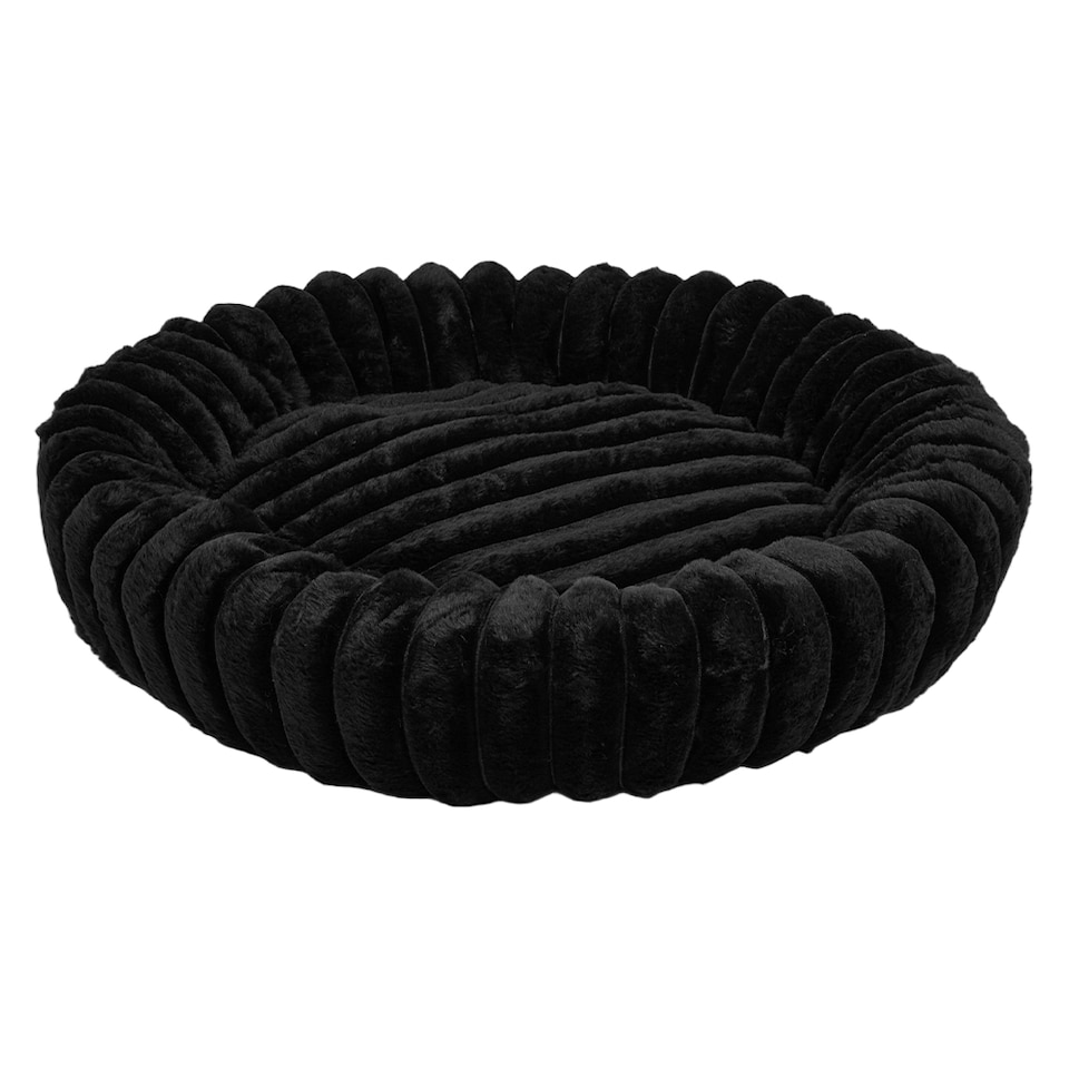 image 1 of Living and Home 6 Colour Soft Donut Pet Bed for Cats & Dogs,Warm & Cosy Retreat | Black | Black | L