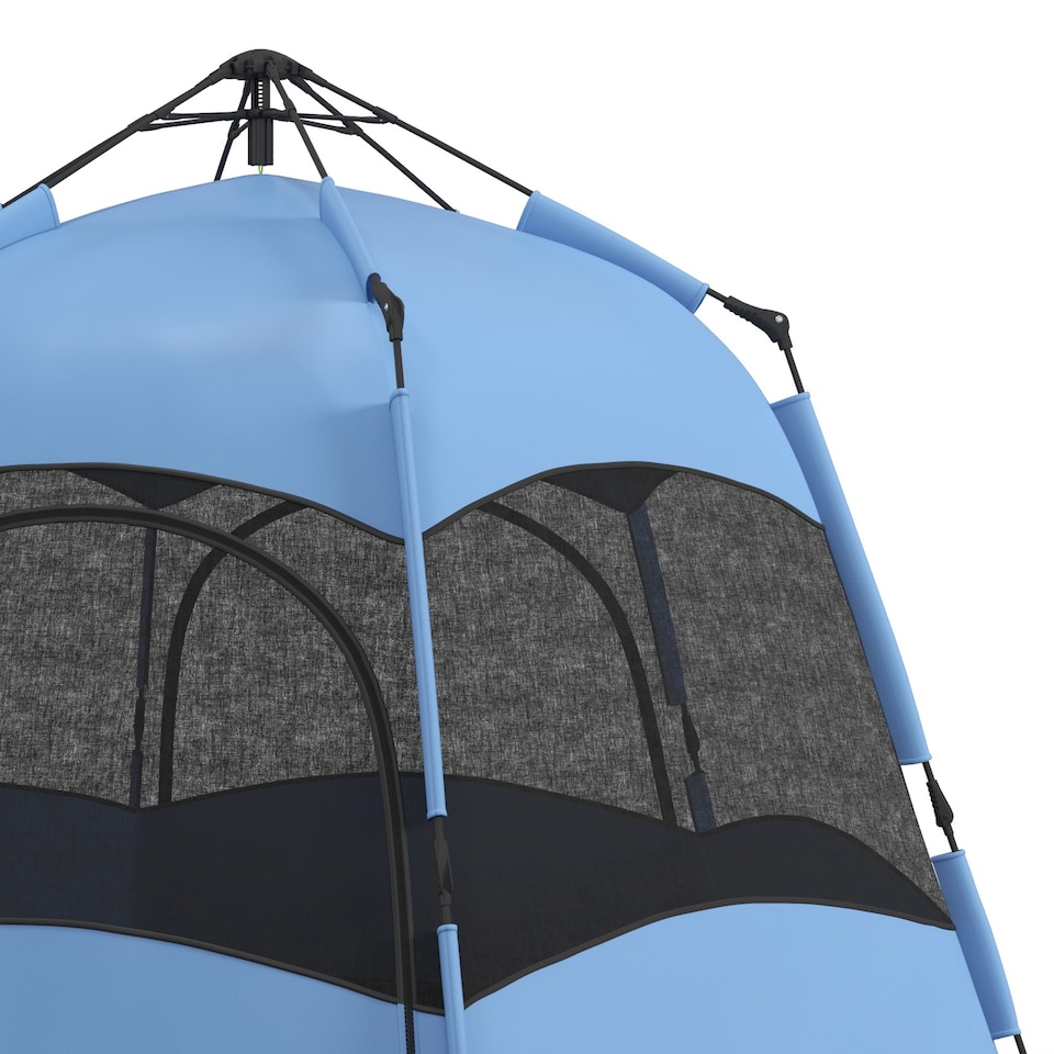 image 1 of Blue 4 Person Dual Layer Pop Up Camping Tent with Rainfly Outsunny