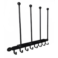 Wall Fixing Boot Rack - Steel Wellie Stand - Steel - L7.6 x W36.8 x H53.3 cm - Black Black