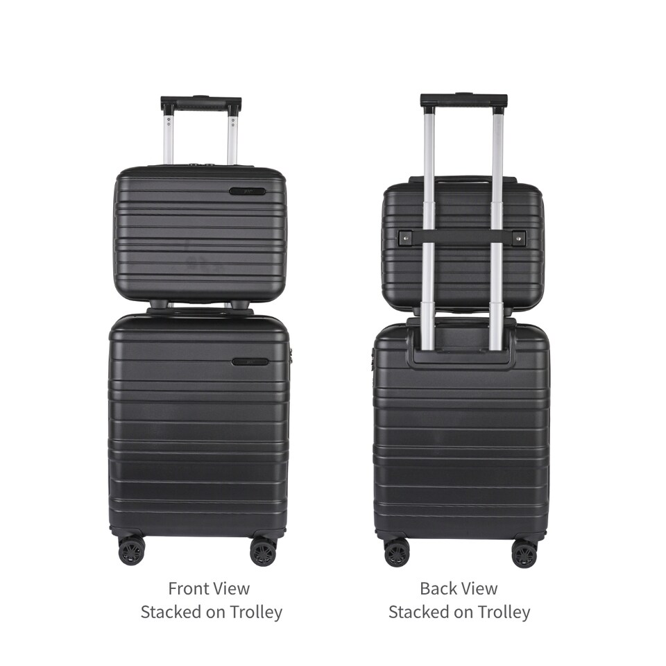image 1 of ABS Hard Shell Travel Vanity Case with Waterproof Compartment | Black | Black | Cabin Bag | 1