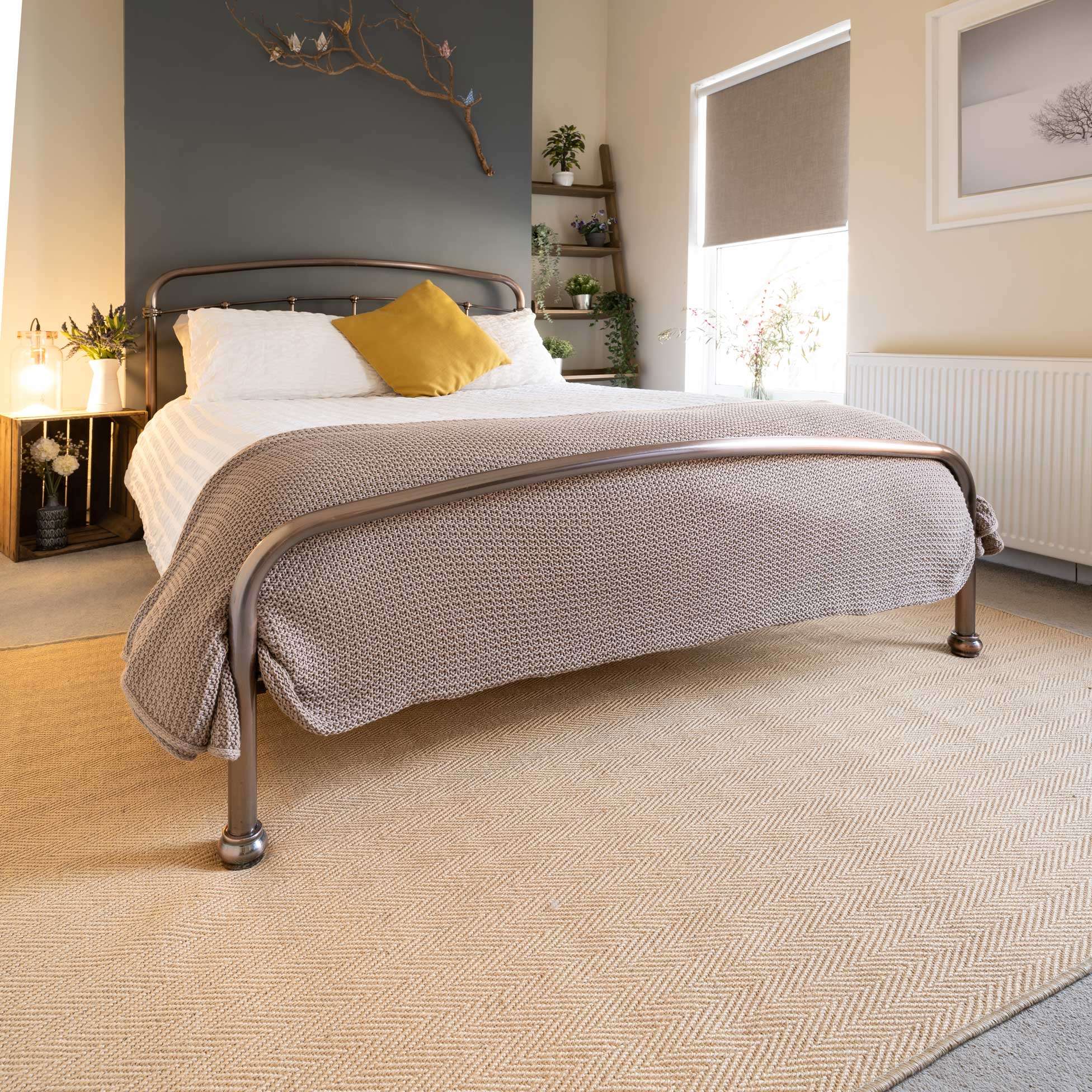 KUKOON Natural Jute Beige Living Room Area Rugs & Runners 160cm x 230cm