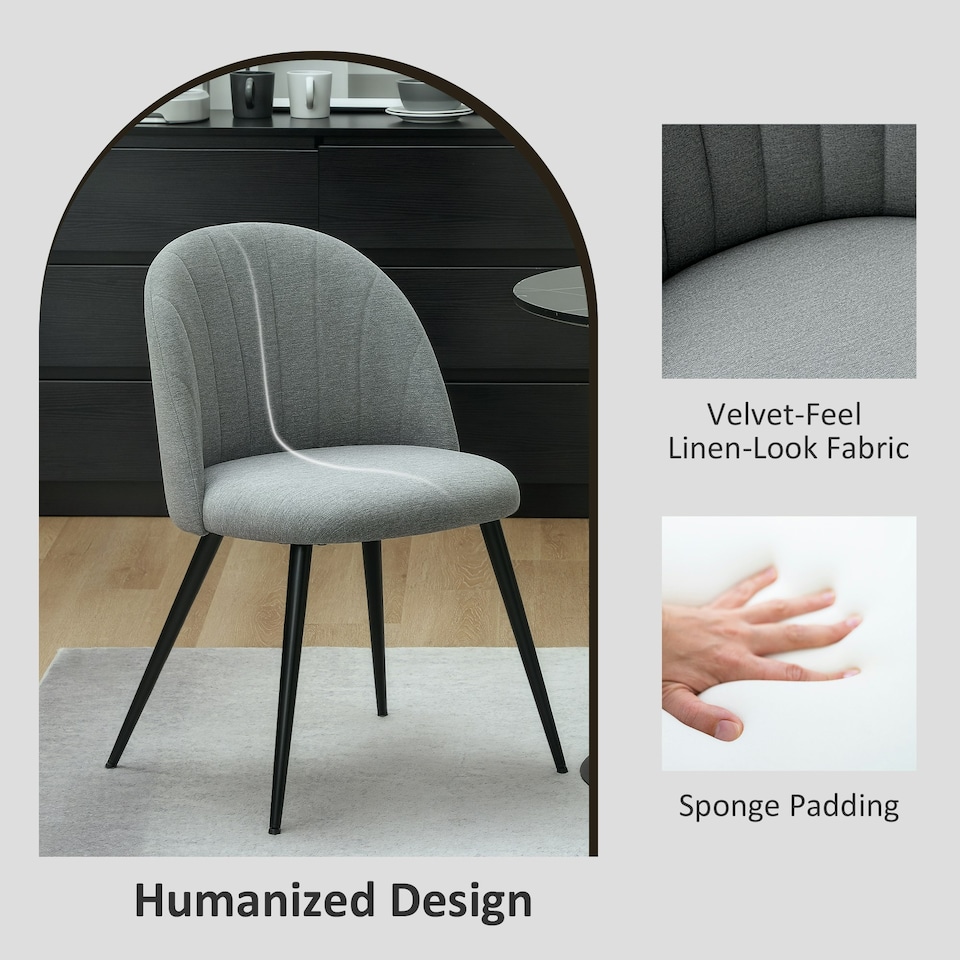 image 1 of HOMCOM Set of 2 Dining Chairs with Shell Backrest and Padded Seat Green