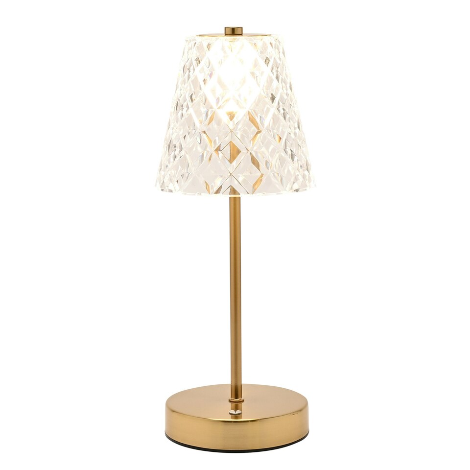 image 1 of Hestia Bronze USB Touch Table Lamp with Glass Shade