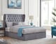 image 2 of 5ft King Size Grey fabric upholstered, winged, wing back headboard, tall, gas lift up ottoman bed frame, strong, sturdy bed frame