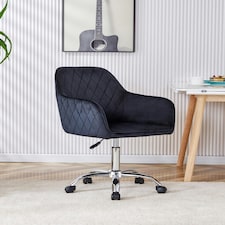 Office Chair black velvet swivel with arms and wheels leisure home desk computer | Black