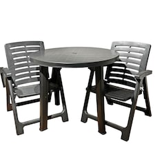 Black Plastic Garden Table with Folding Chairs | Black | 3