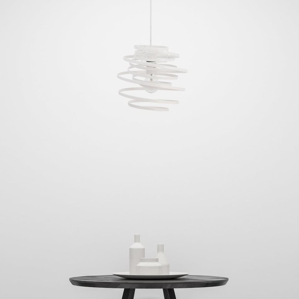image 1 of Set of 2 White Metal Swirl Easy Fit Light Shades | White | Medium | 2
