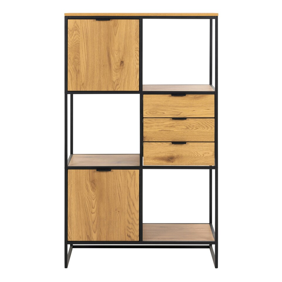 image 1 of Swindon Bookcase with 2 Doors, 3 drawers and 1 Shelves in Black