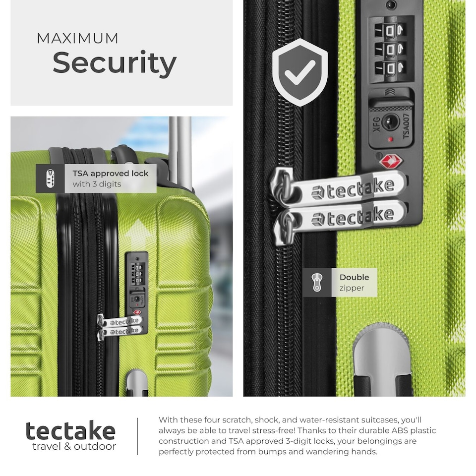 image 1 of Suitcase Set of 4 ABS Hard Shell Luggage Travel Trolley 4 Wheel Lightweight Telescopic Handle | Green | green | 1