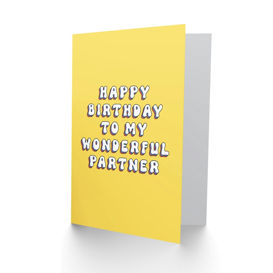 image 1 of Wonderful Bright Fun Hippie Letters Partner Birthday Card
