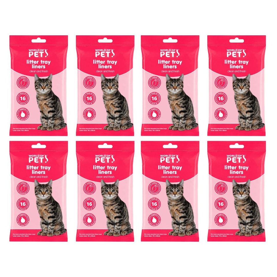 image 1 of Set of 128 Cat Litter Tray Liners Disposable Waste Bags 30cm x 70cm Lemon Scented