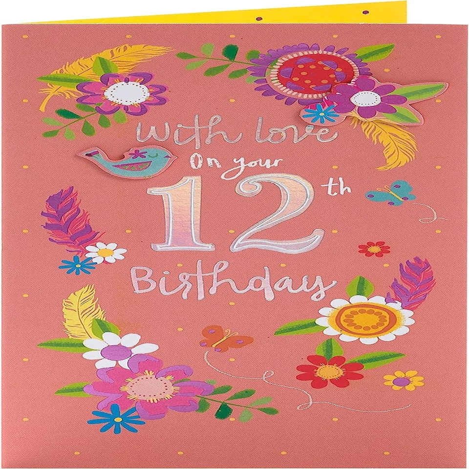 image 1 of Pretty Flower Design 12th Birthday Card