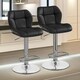 image 1 of Set Of 2 Height Adjustable 360 Swivel Barstools With Backrest Black Black