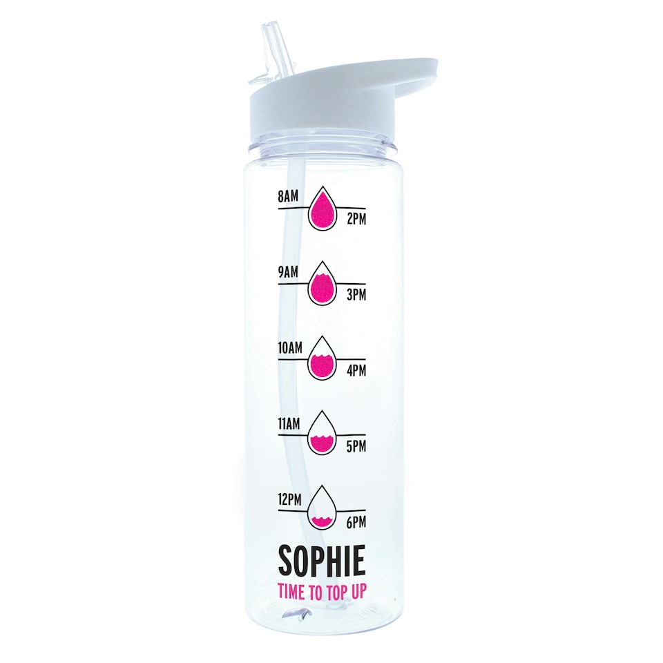 image 1 of Personalised Pink 'Hydration Tracker' Water Bottle Clear | One Size