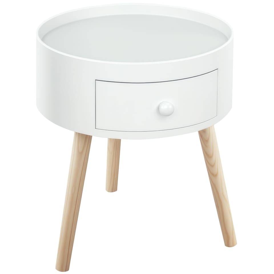 image 1 of HOMCOM Coffee Table Furniture Round Corner Storage Unit Side White Office White