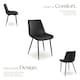 image 3 of Dining Chair Monroe - padded, velvet look, ergonomic seat, black steel legs - Set of 6 Black