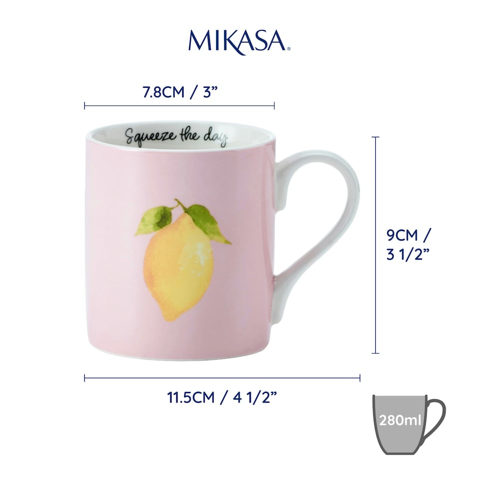 image 1 of Mikasa Lemon Straight-Sided Porcelain Mug, 280ml | Pink