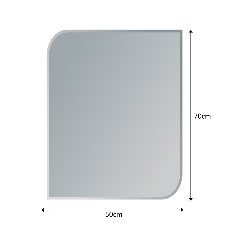 image 1 of Showerdrape Islington Rectangular Wall Mounted Frameless Bevelled Edge Bathroom Mirror 70 x 50cm | Chrome | Mirror | 1