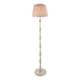 image 1 of Carnaby Satin Almond White Paint Floor Lamp with Neutral Print Fabric Ikat Shade 35cm B22